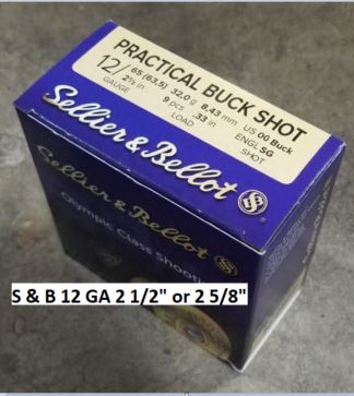S & B 12 GA 2 1/2″ or 2 5/8″ (02258) SPORT 00 BUCK PRACTICAL