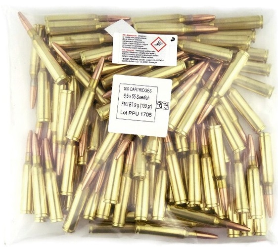 PRVI Rifle Ammo 6.5×55 SwedishFMJ BT 139gr 100Rnd