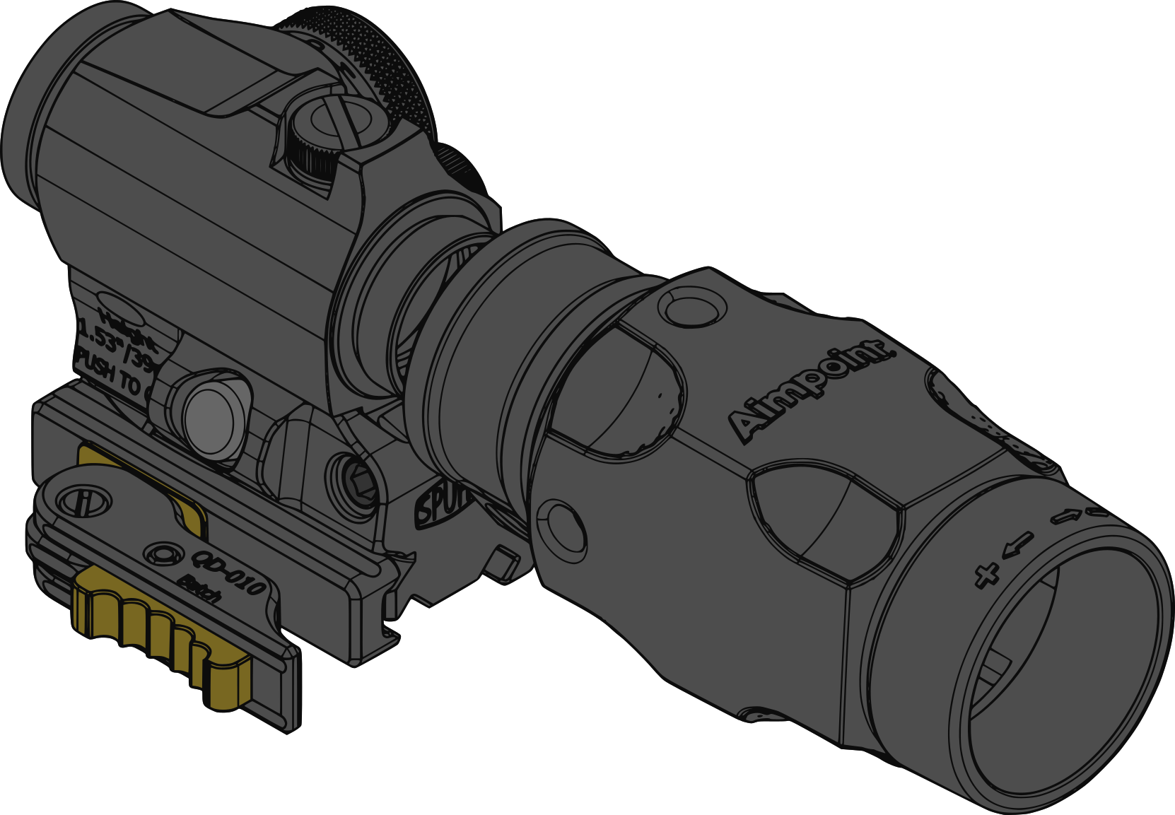 SPUHR Aimpoint T-2/Comp M5 Magnifier Mount H39mm/1.53″ QDP