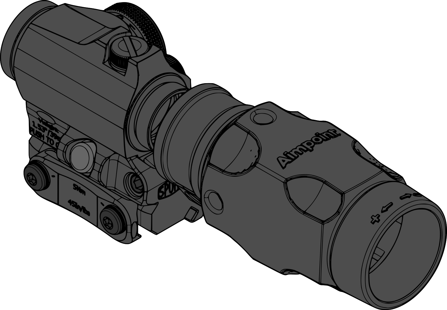 SPUHR AIMPOINT T-2 MAGNIFIER MOUNT H39mm/1.53″ PIC