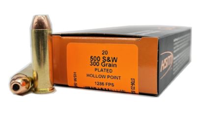 HS MUNITIONS 500 S&W 300 GR PLATED HP
