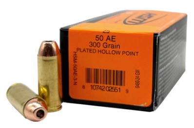 HS MUNITIONS 50 ACTION EXPRESS 300 GR PLATED HP