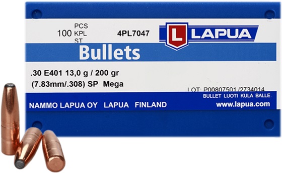 LAPUA c.30 7.62 200GR. SP BULLETS 100PK