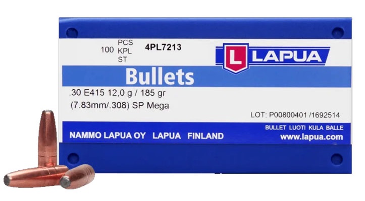 LAPUA c.30 7.62 185GR. SP BULLETS 100PK