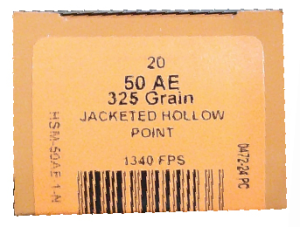 HS MUNITIONS .50AE 325GR. SPEER 20 RDS