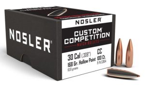 NOSLER 30 CAL 168GR CUSTOM COMPETITION HPBT  (100 CT.)