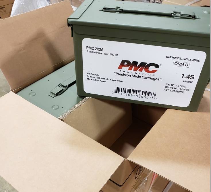 PMC .223 REM 55GR FMJ-BT 2 x 840RDS 6 bandoleers of 140