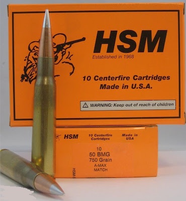 HS MUNITIONS .50BMG 750GR. A-MAX MATCH (10RND/BX)