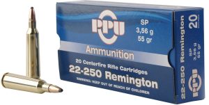 PRVI Rifle Ammo 22-250 REM SP 55gr 20 rds