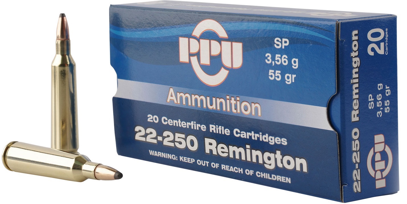 PRVI Rifle Ammo 22-250 REM SP 55gr 20 rds