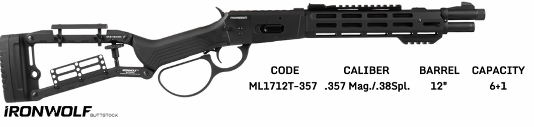 MORISSON LEVER IRONWOLF 357 MAG 12″ BLACK TACT FOREND 6+1