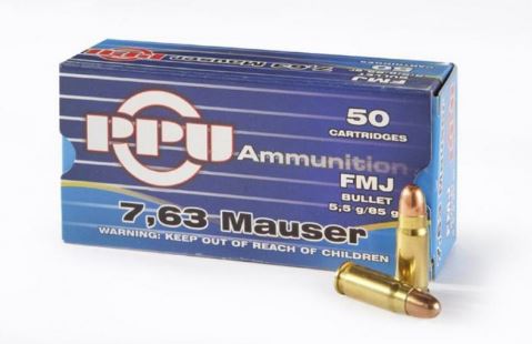 PRVI 7.63 MAUSER FMJ 85 GR.