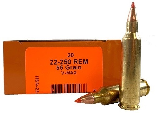 HS MUNITIONS 22-250 REMINGTON 55 GR V-MAX