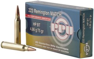 PRVI Match Rifle Ammo 223 REM, HP BT, 75Gr, 20 Rnds