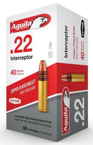 AGUILA .22LR INTERCEPTOR Copper Plated Solid Point 40 GR