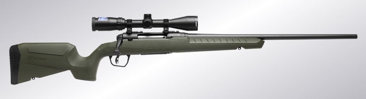 SAVAGE AXIS 2 XP GREEN COMPACT 243 WIN 20″ OD GREEN SYNTHETI