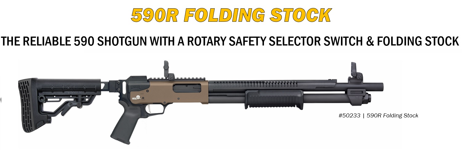 MOSSBERG 590R CHISEL 12 GA 18.5″ side folding stock FDE