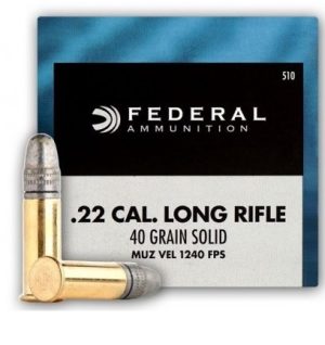 FED. c.22 LR 40 Grain. Bullet Type. Lead Round Nose
