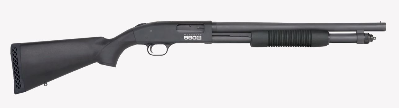 MOSSBERG 590S TACTICAL 12 GA 18.5″ SYNTHETIC / CORN COB FORE