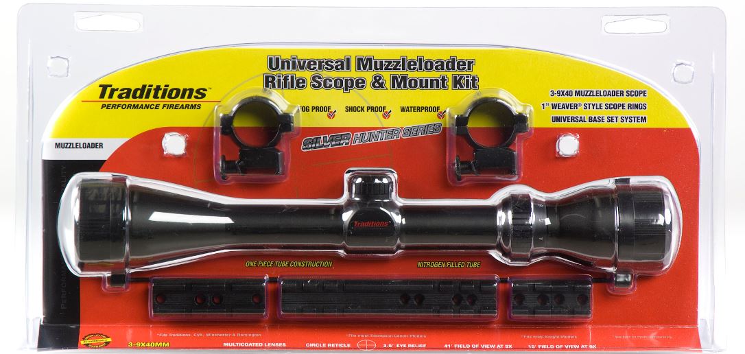 TRADITIONS 3-9X40, MATTE SCOPE/CIRCLE RETICLE, RINGS/BASES