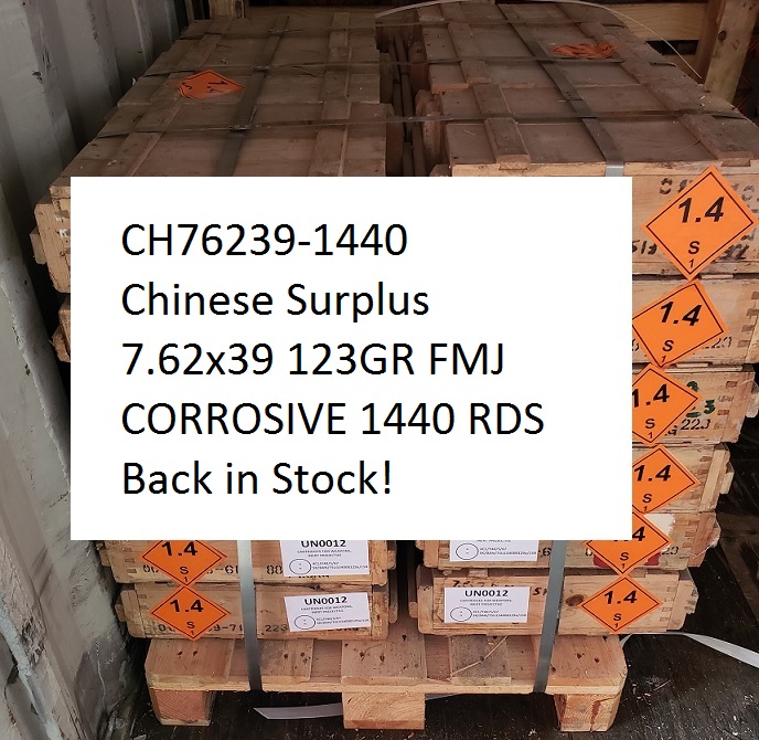 Chinese Surplus 7.62×39 123GR FMJ  CORROSIVE 1440 RDS