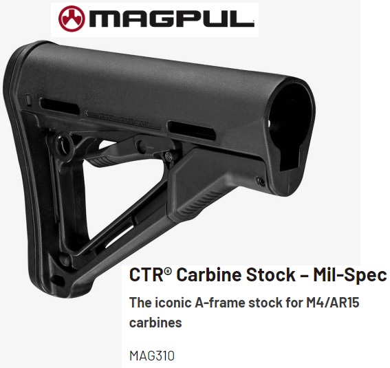 REM. (MAGPUL MAG310) CTR STOCK, MIL SPEC BLACK