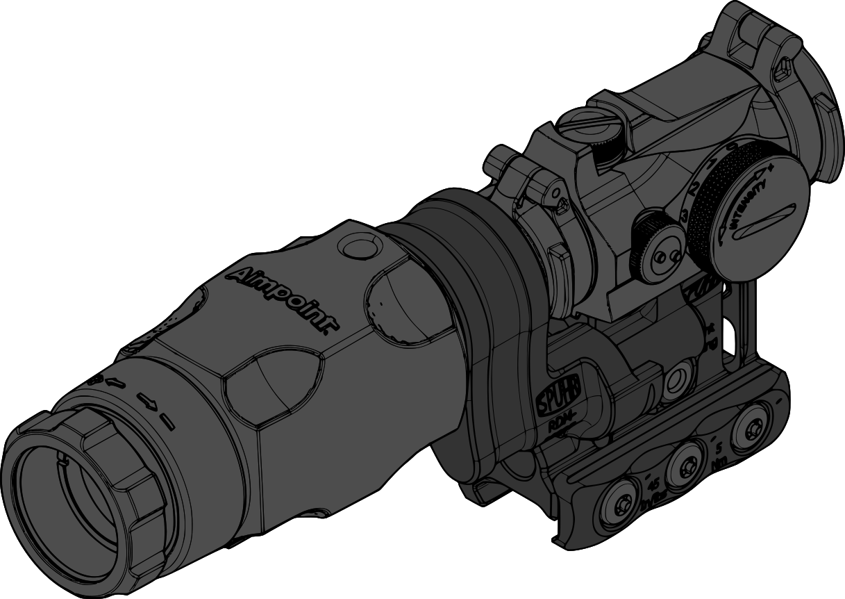 SPUHR AIMPOINT T-2 MAGNIFIER MOUNT H57mm/2.25″ PIC
