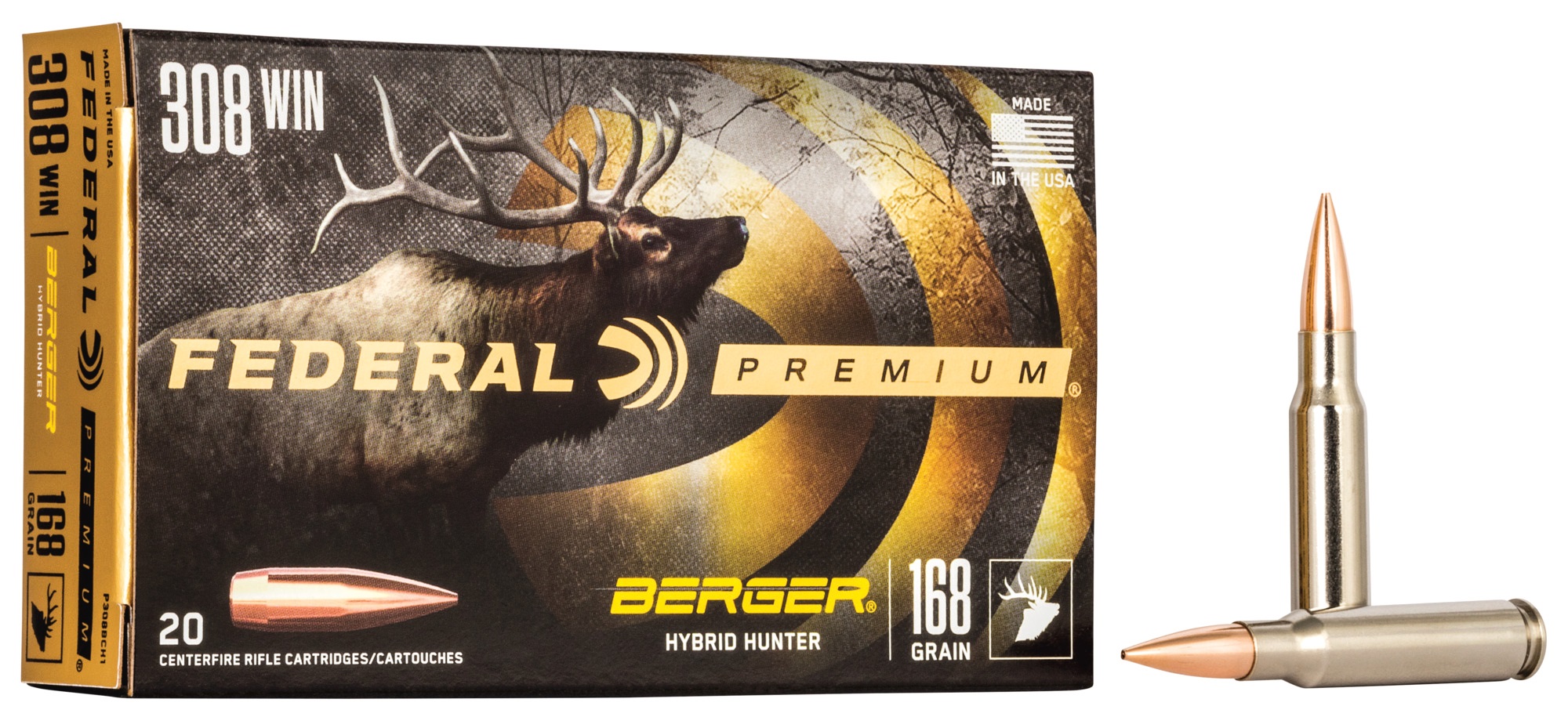 FED PREMIUM 308 WIN 168 GR BERGER HYBRID HUNTER